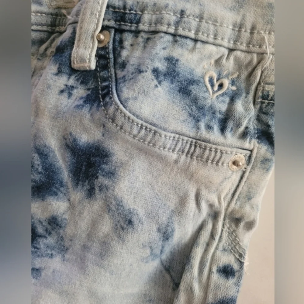 Justice Premium Tie Day Dark and Light Blue Denim Legging Jeans Size 14s Girls